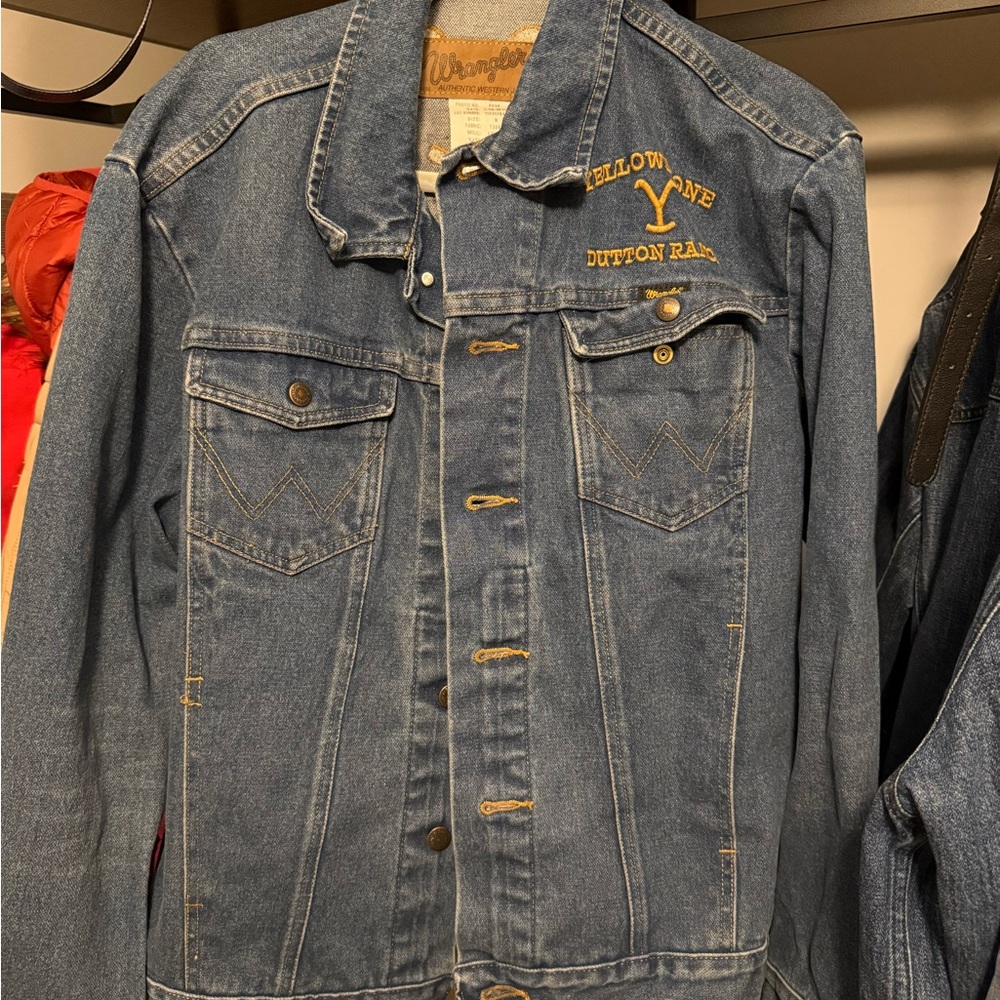 Wrangler Blue Denim Jacket with Yellow Embroidery